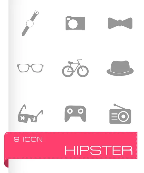 Vector black hipster icons set — Stock Vector