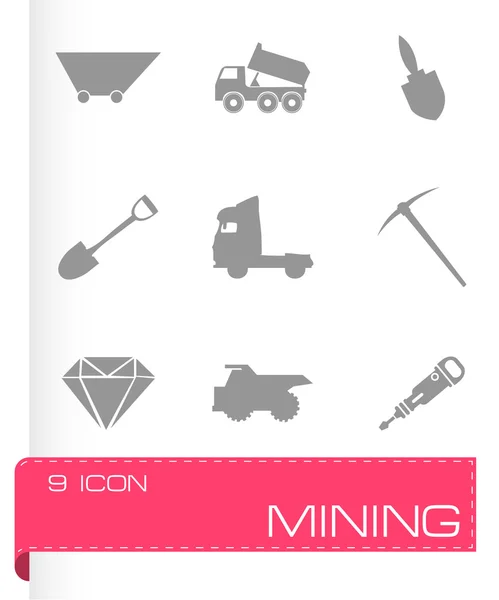 Vector black mining icons set — Stock Vector