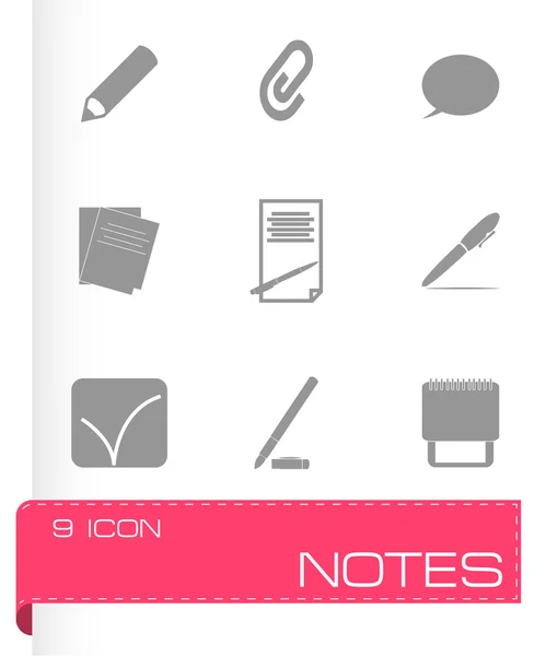 Vector zwarte notities icons set — Stockvector