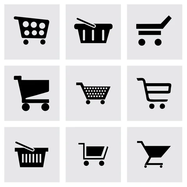 Vector black shopping cart icons set Vector Graphics