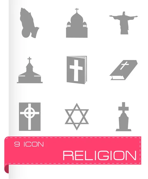 Vector black religion icons set — Stock Vector