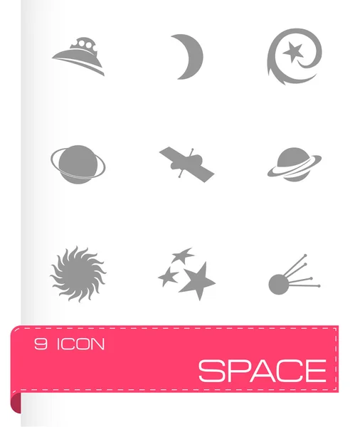 Vector black space icons set — Stock Vector