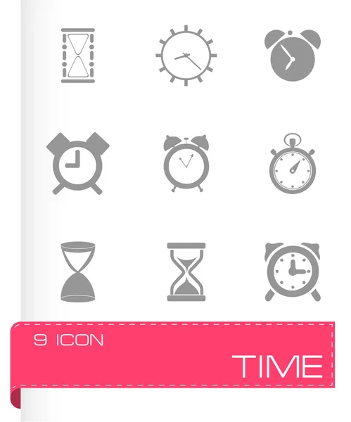 Conjunto de iconos de tiempo negro vectorial — Archivo Imágenes Vectoriales