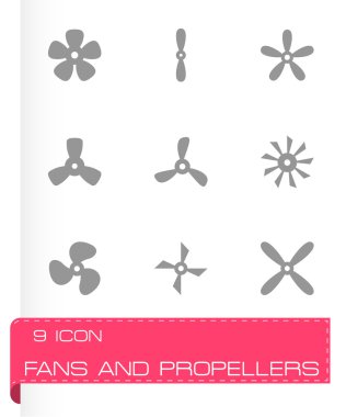 Vector black fans and propellers icon set clipart