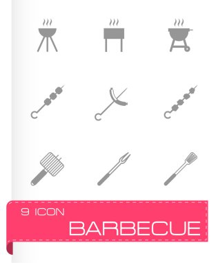 Vektör siyah Barbekü Icon set