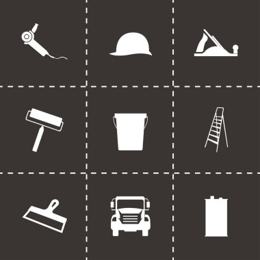 siyah vektör inşaat simgeler kümesi