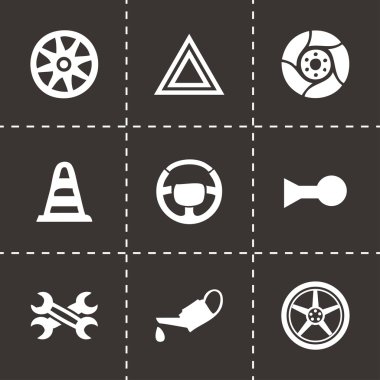 Vektör Siyah araba parçaları Icons set