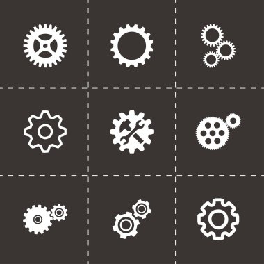 vektör siyah dişli simgeler kümesi