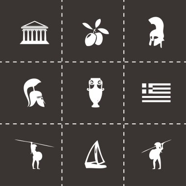 siyah vektör Yunanistan simgeler kümesi