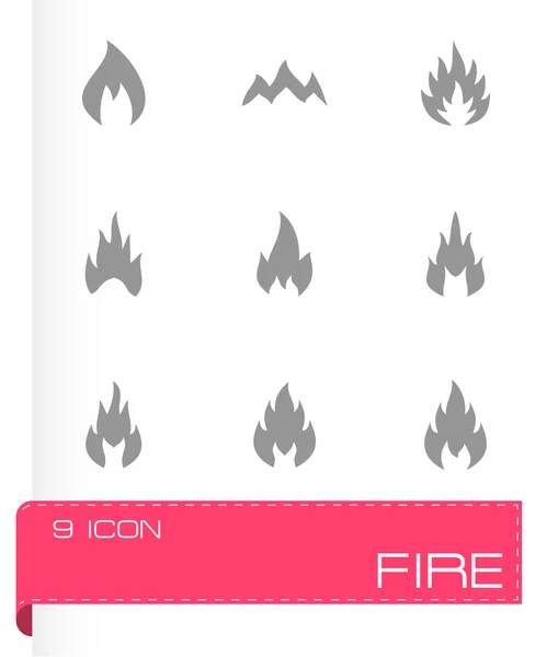 Tipo de fuego negro vector icono conjunto — Archivo Imágenes Vectoriales