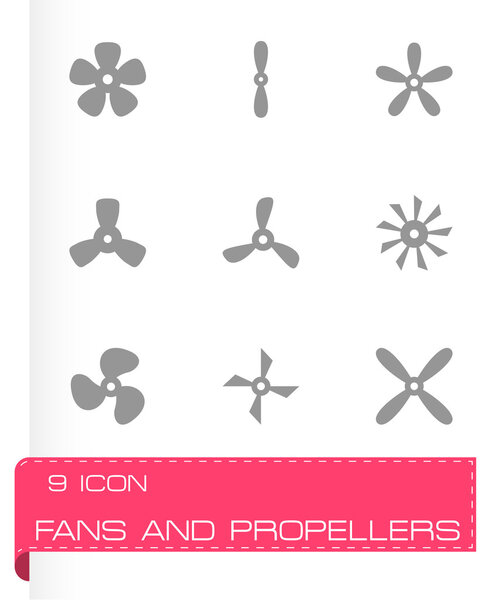 Vector black fans and propellers icon set