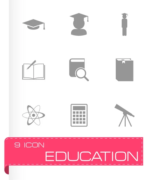 Conjunto de iconos de educación negra vectorial — Vector de stock