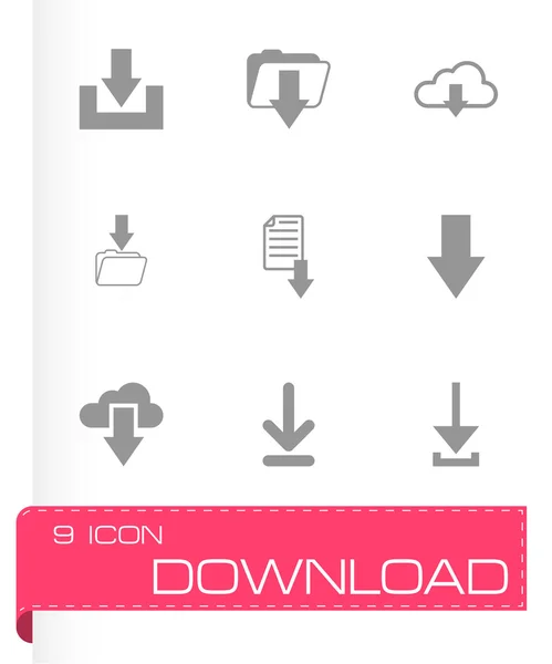 Set di icone per il download nero vettoriale — Vettoriale Stock