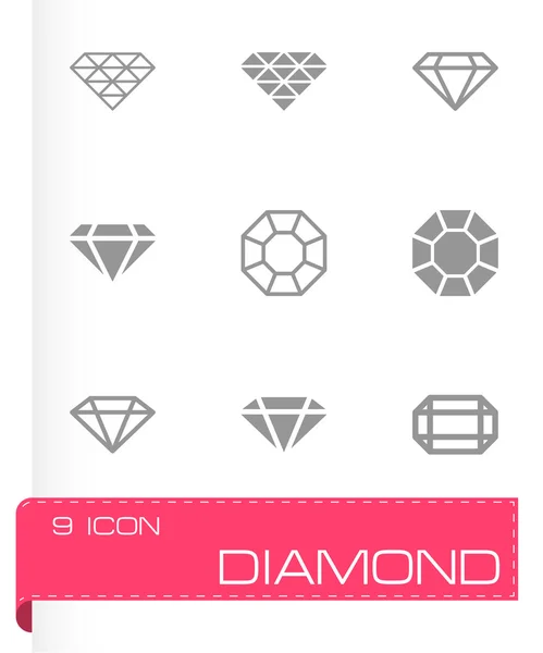 Conjunto de icono de diamante negro vector — Vector de stock