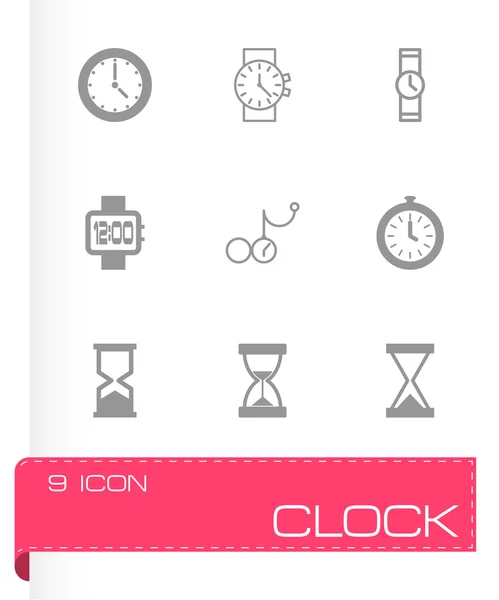 Conjunto de iconos de reloj negro vector — Vector de stock