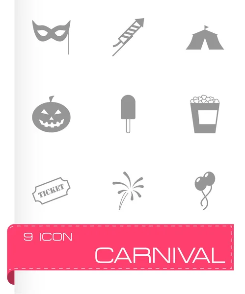 Vector black carnival icon set — Stock Vector