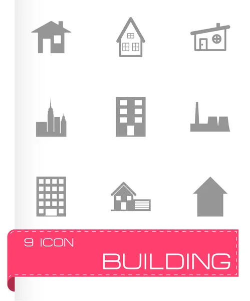 Vector black building icon set — Stock Vector