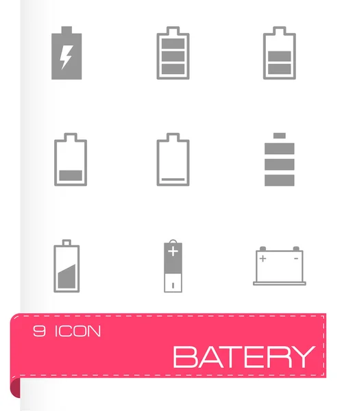 Vektor schwarze Batterie Icon Set — Stockvektor