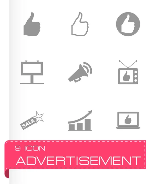 Set di icone pubblicitarie nere vettoriali — Vettoriale Stock