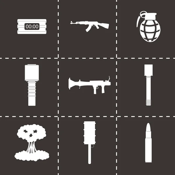 Conjunto de iconos de terrorismo negro vectorial — Vector de stock