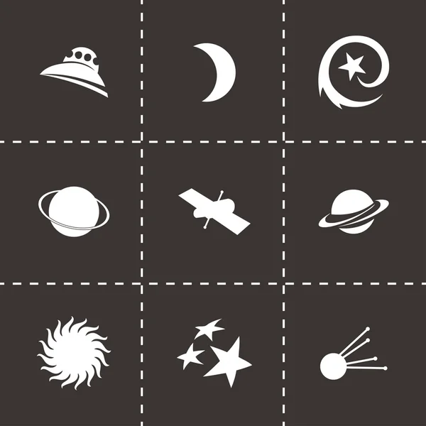 Conjunto de iconos de espacio negro vector — Archivo Imágenes Vectoriales