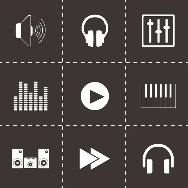 Conjunto de iconos de sonido negro vector — Archivo Imágenes Vectoriales