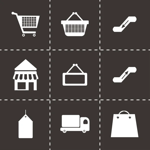 Vector negro tienda iconos conjunto — Vector de stock