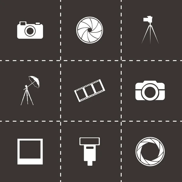 Vector black photo icons set — Stock Vector