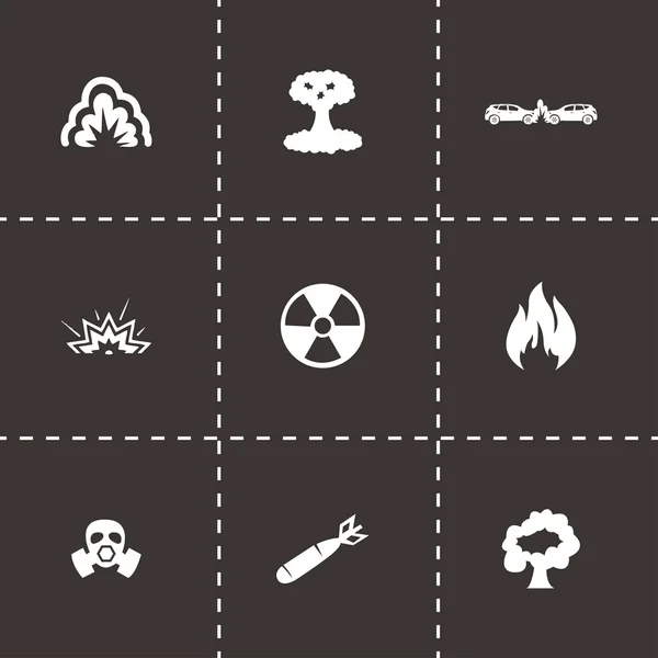 Vector black disaster icons set — Stock Vector