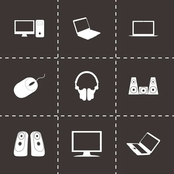 Vector black computer icons set — Stock Vector