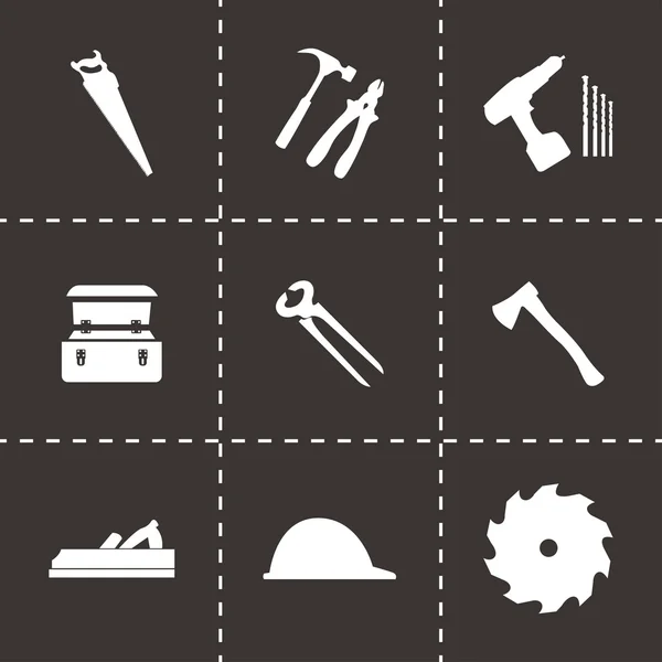 Vector black carpentry icons set — Stock Vector