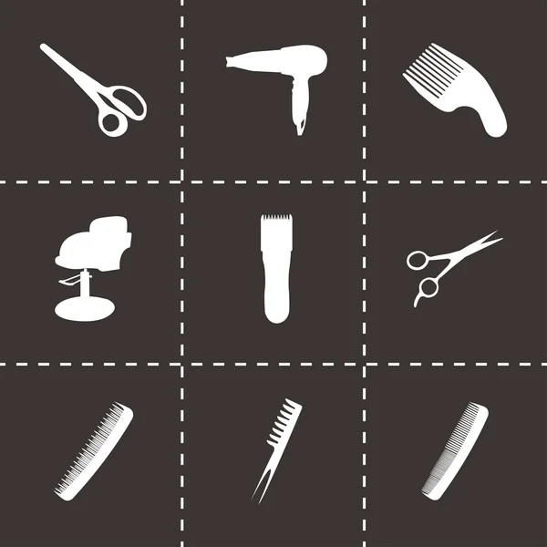 Vektor svart frisör ikoner set — Stock vektor