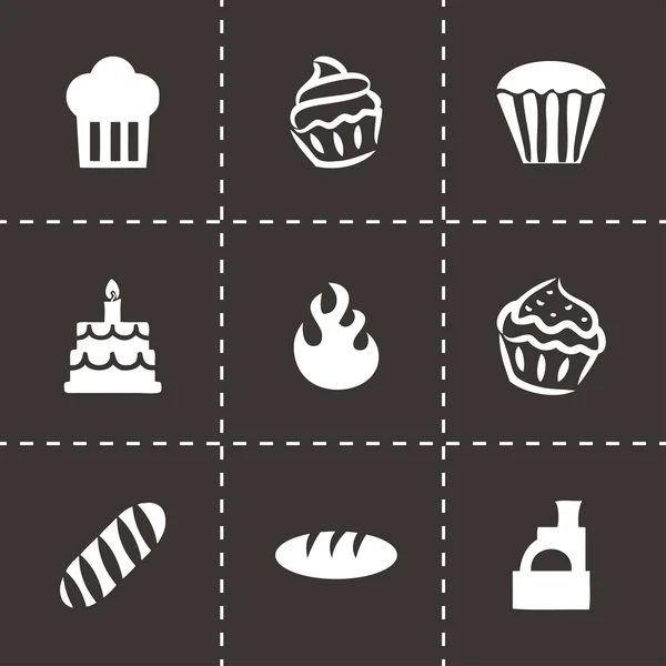 Vector black bakery icons set — Stock Vector