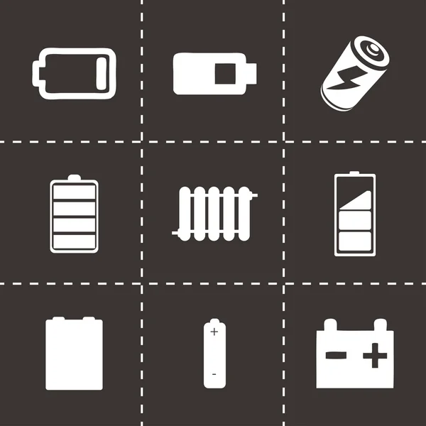 Vettoriale nero batery icone set — Vettoriale Stock