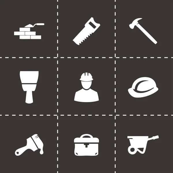 Vector black construction icons set — Stock Vector