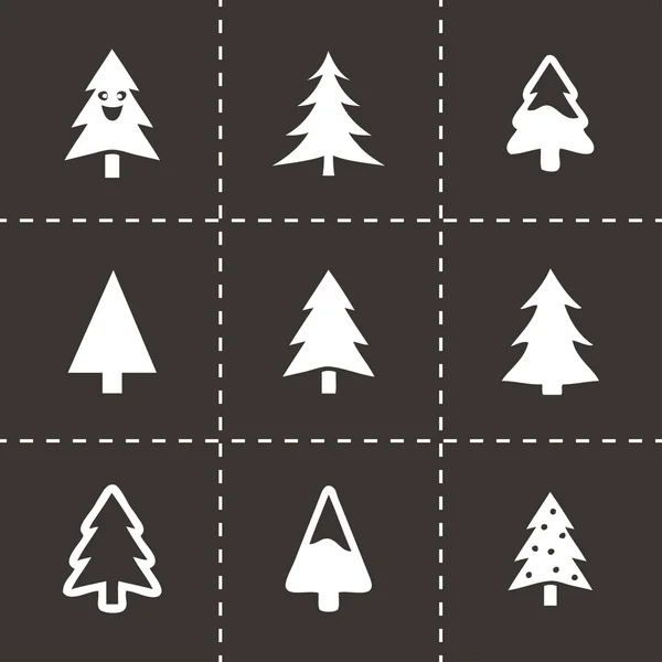 Vector black cristmas trees icons set — Stock Vector