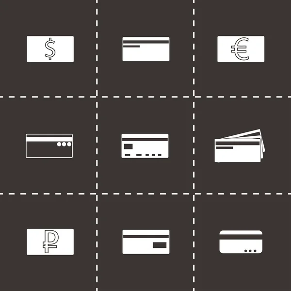 Conjunto de iconos de tarjeta de crédito Vector negro — Archivo Imágenes Vectoriales