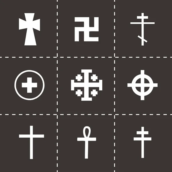 Vector negro cruces iconos conjunto — Vector de stock