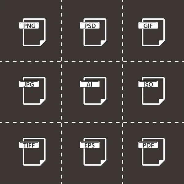 Set di icone del tipo di file nero vettoriale — Vettoriale Stock