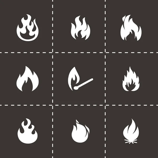 Vector negro fuego iconos conjunto — Archivo Imágenes Vectoriales