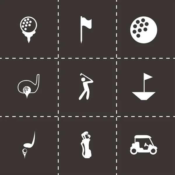 Set di icone del golf nero vettoriale — Vettoriale Stock
