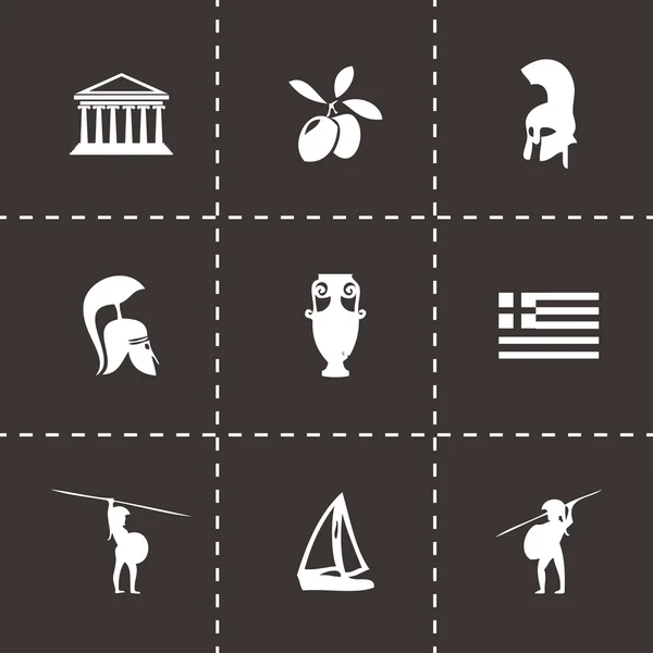 Vector black greece icons set — Stock Vector