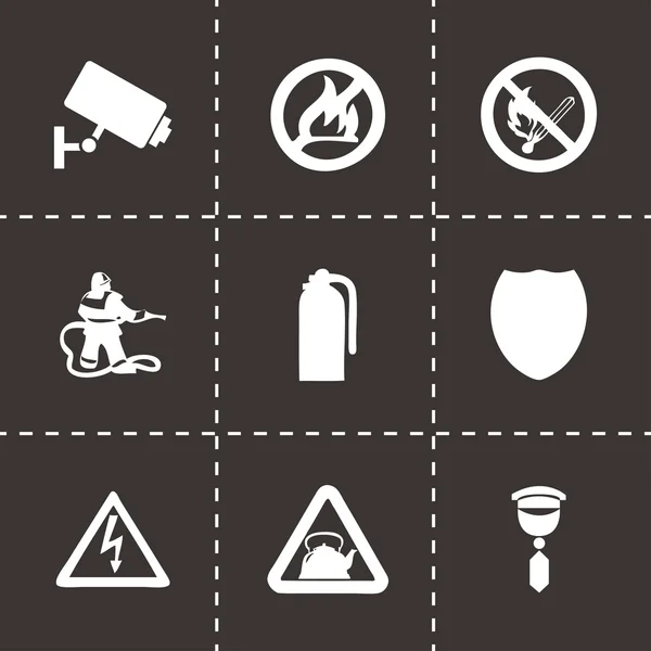 Vector black home security icons set — Stock Vector