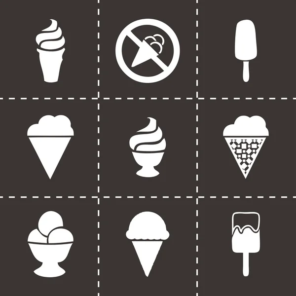 Vector black ice cream icons set — Stock Vector