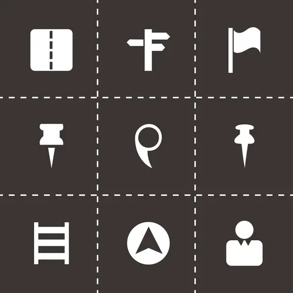 Vector black map pointer icons set — Stock Vector