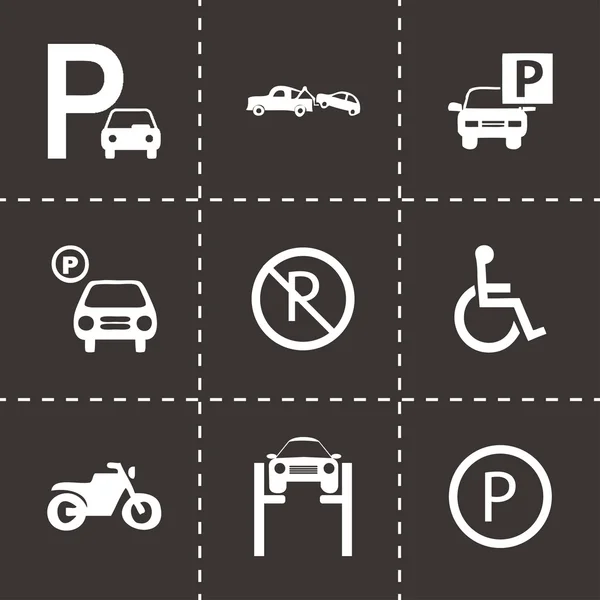 Conjunto de ícones de estacionamento preto vetorial —  Vetores de Stock