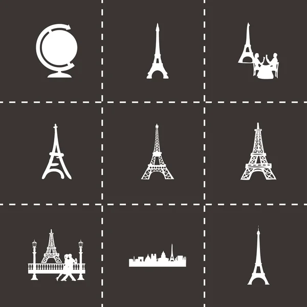 Conjunto de iconos de Vector paris negro — Archivo Imágenes Vectoriales