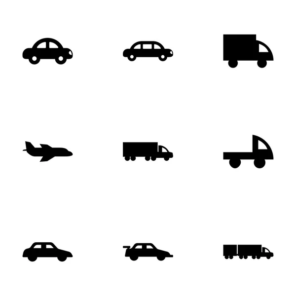 Vector black vehicles icons set — Stock Vector