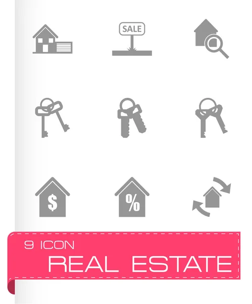 Vector black real estate icons set — Stock Vector