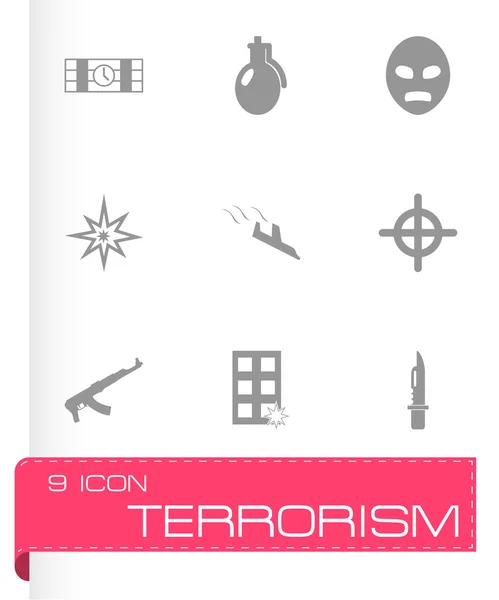 Vector black terrorism icons set — Stock Vector